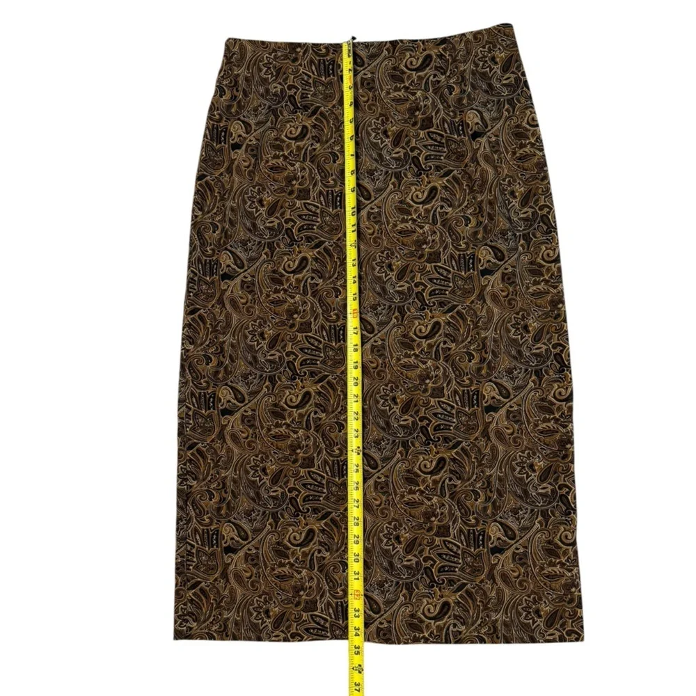 Briggs New York Women’s 16 Brown Paisley Maxi Skirt Classic Grandmacore - Picture 4 of 6